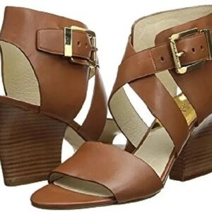 Michael Kors Tan Leather Strappy Block Heel Sandals